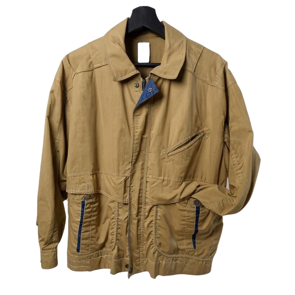 Men's Tan Jacket with Blue Accents